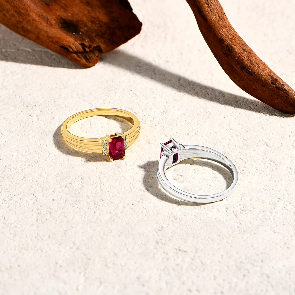 ATTAGEMS الزمرد قطع 1CT 5x7 مللي متر مختبر نمت روبي خواتم للنساء الأصلي 925 فضة خاتم حفلة خطوبة مجوهرات كلاسيكية #4