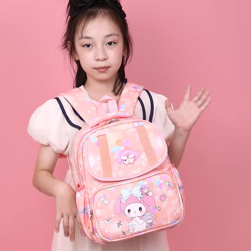 Sanrio Hello Kitty Cartoon Printed Fashion Student School Bag Kulomi Waterproof Burden Reduction Cute Melody Children's Backpack