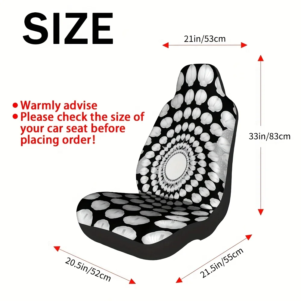 2pcs Abstract Optical Illusion Swirl Pattern Car Seat Covers - Washable & Foldable, & Design, Fit For Most Sedans & SUVs, Polyes
