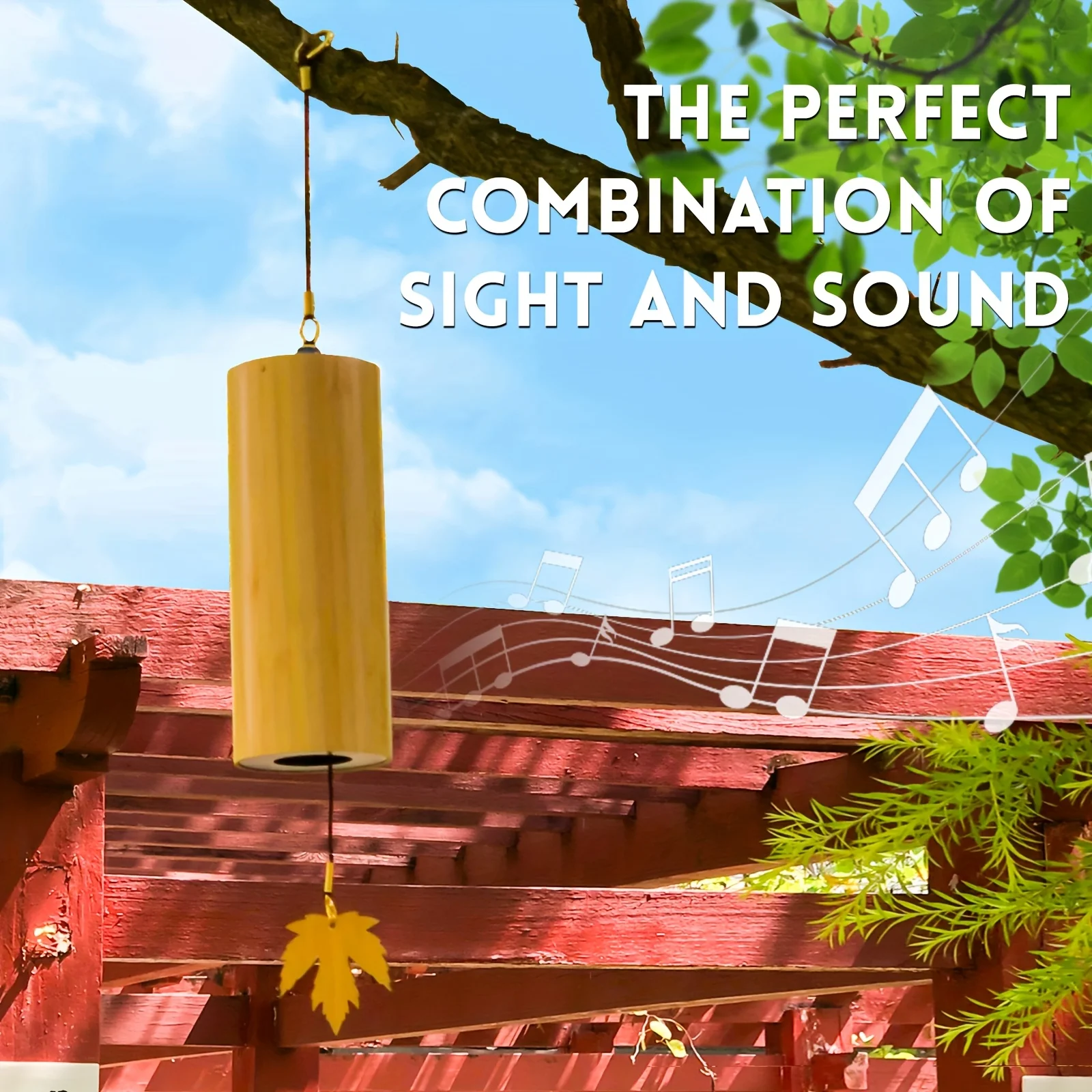 Japanese Bamboo Wind Chime Musical Chord Windchime with Soothing Sound Meditation Zen Wind Chimes for Outdoor Patio Garden Decor