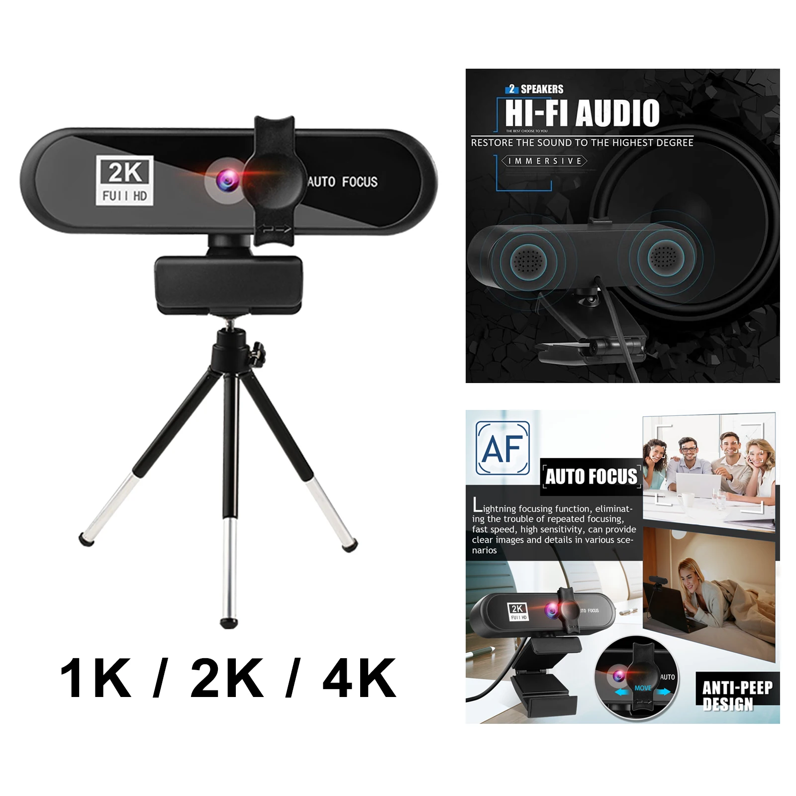 

Компьютерная HD USB веб-камера Веб-камера с микрофоном, поворотная со штативом