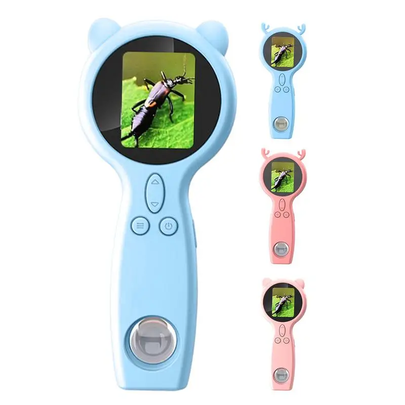 

Kids Handheld Microscope Portable Digital Magnifier 50X Two Lens Multi-Functional Magnifying Glass Supports Photo And Video