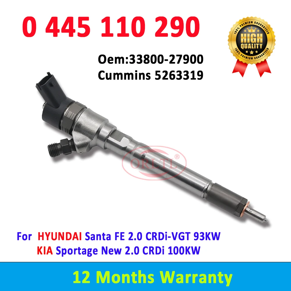 ORLTL 0 445 110 290 Fuel Diesel Injector 0445110290 Common Rail Injector Nozzle 0445 110 290 for HYUNDAI KIA 3380027900 5263319