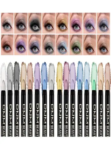 16 Colors Pearlescent Eyeliner, Color Glitter Waterproof Long-Lasting Eye Makeup Non-smudge Eyeliner