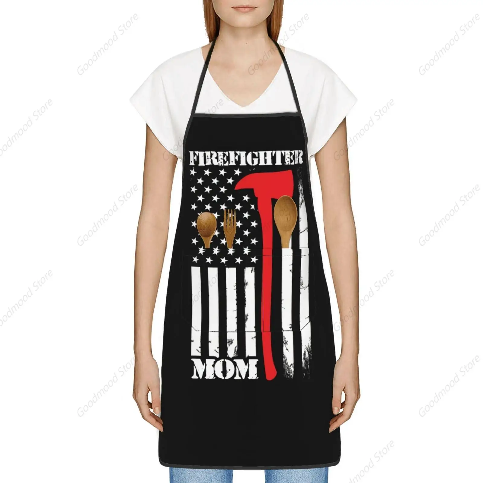 firefighter mom cool firefighter flag apron,cooking aprons for men women,kitchen apron chef apron adjustable garden aprons