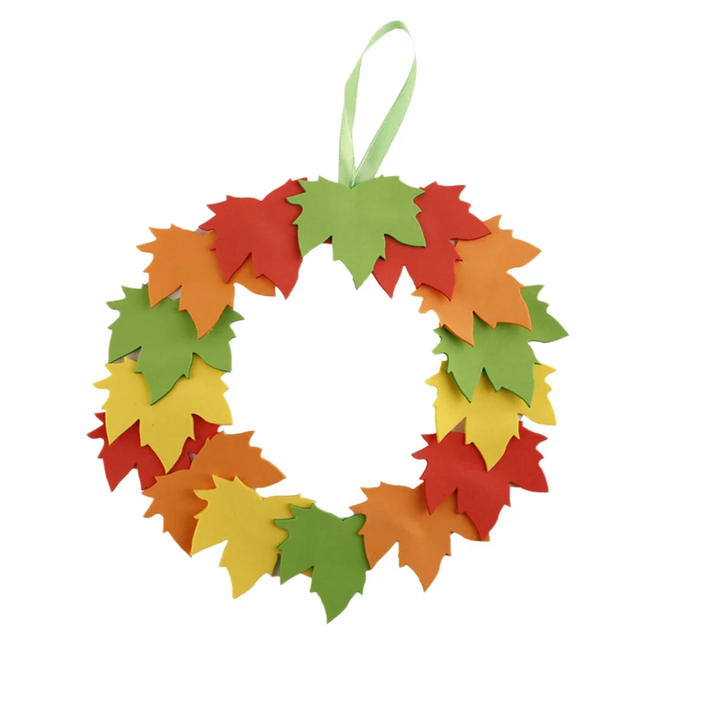 مجموعة مواد صياغة إكليل أوراق إيفا DIY زينة معلقة مصنوعة يدويًا لمواد صياغة مدرسة رياض الأطفال والحضانة #5