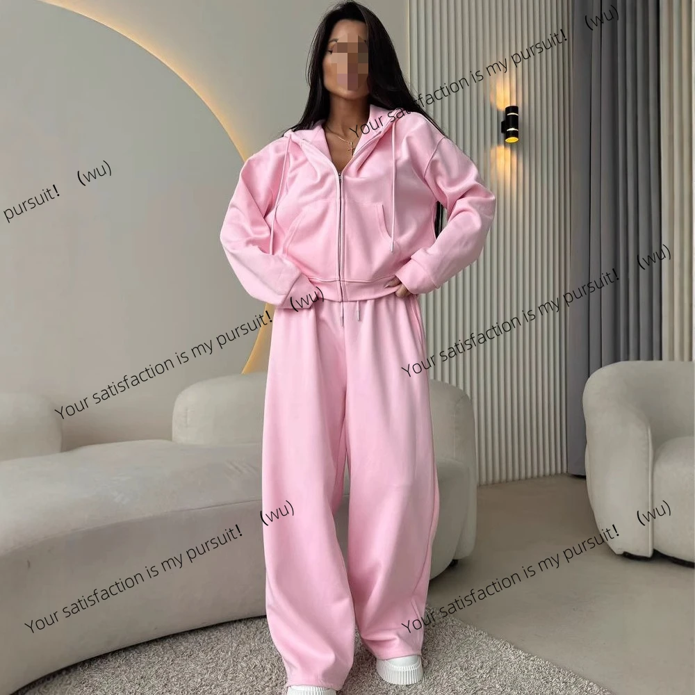 

Европейский и американский спортивный костюм, кардиган с длинными рукавами, свитер с капюшоном, брюки с ремешками, комплект из двух предметов