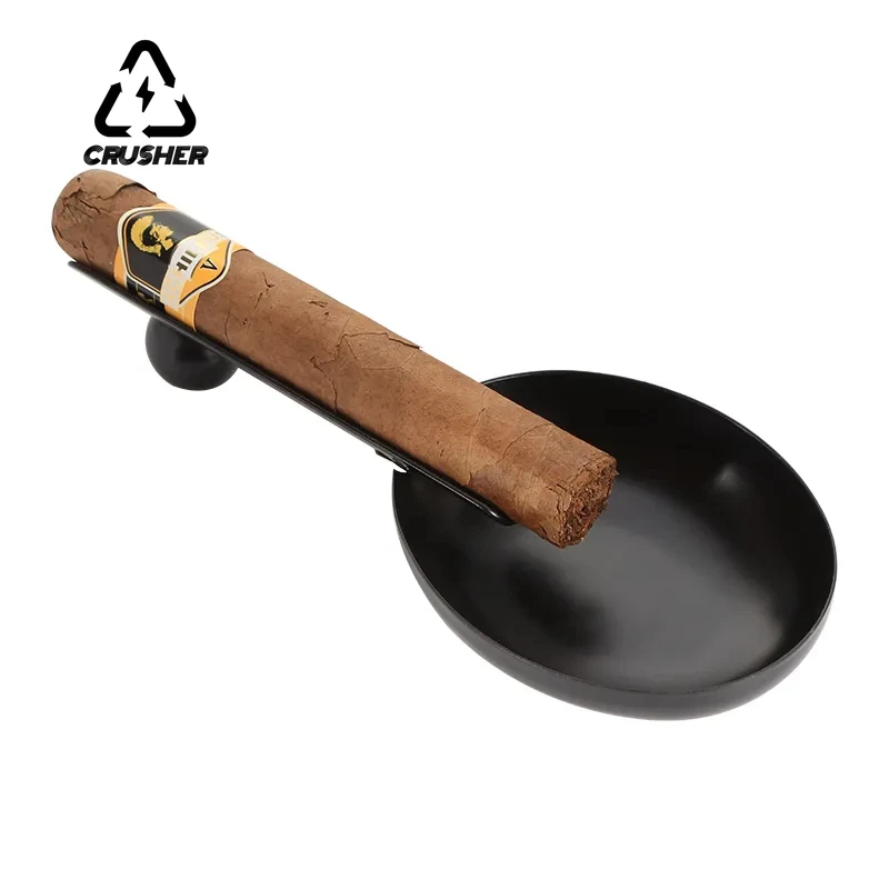 Mini Spoon Cigar Ashtray Ash Tray Stainless Steel Pocket Cigar Cigarette Ashtray Stand Ash Slot Single Tobacco Cigar Holder Gift