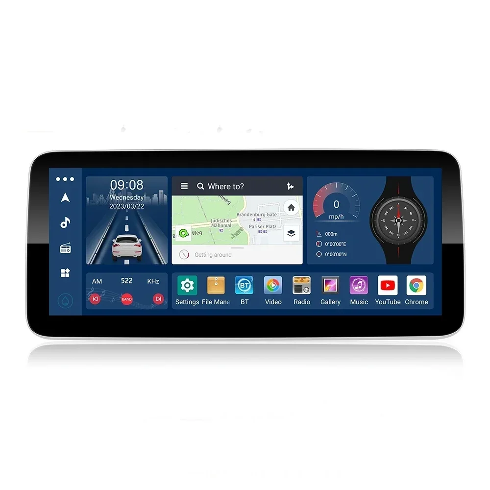 QLED 1600*720 Android 12 Car Radio Auto Carplay 12.3 Inch Universal WIFI GPS Audio Multimedia Player support 4G
