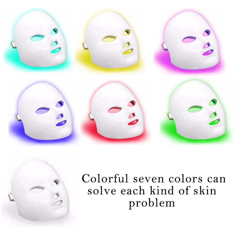 LED Light Therapy Mask 7 Colors Photon Therapy Mask Anti-Acne Wrinkle Removal Skin Rejuvenation Face Lifting Mask Beauty Device