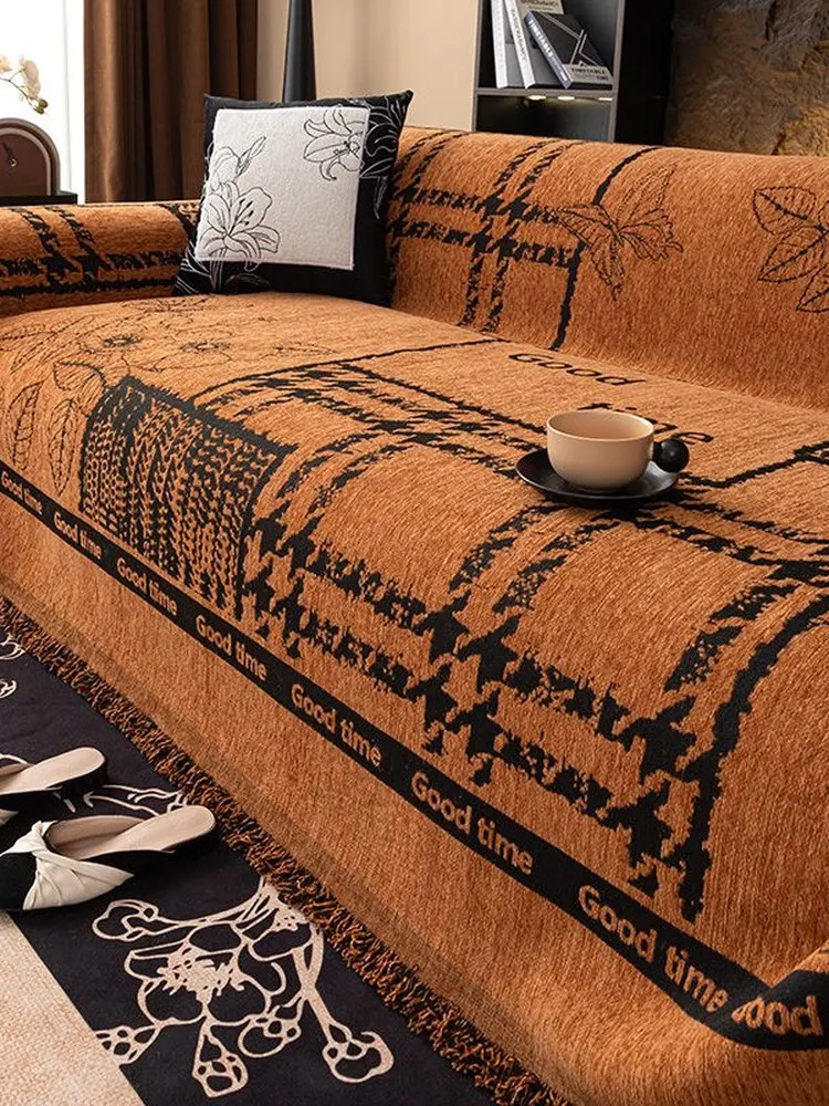 

Новый роскошный ретро-чехол для дивана 2025 года, всесезонный универсальный чехол-«улитка», пылезащитный протектор для гостиной, накладка на диван с защитой от царапин