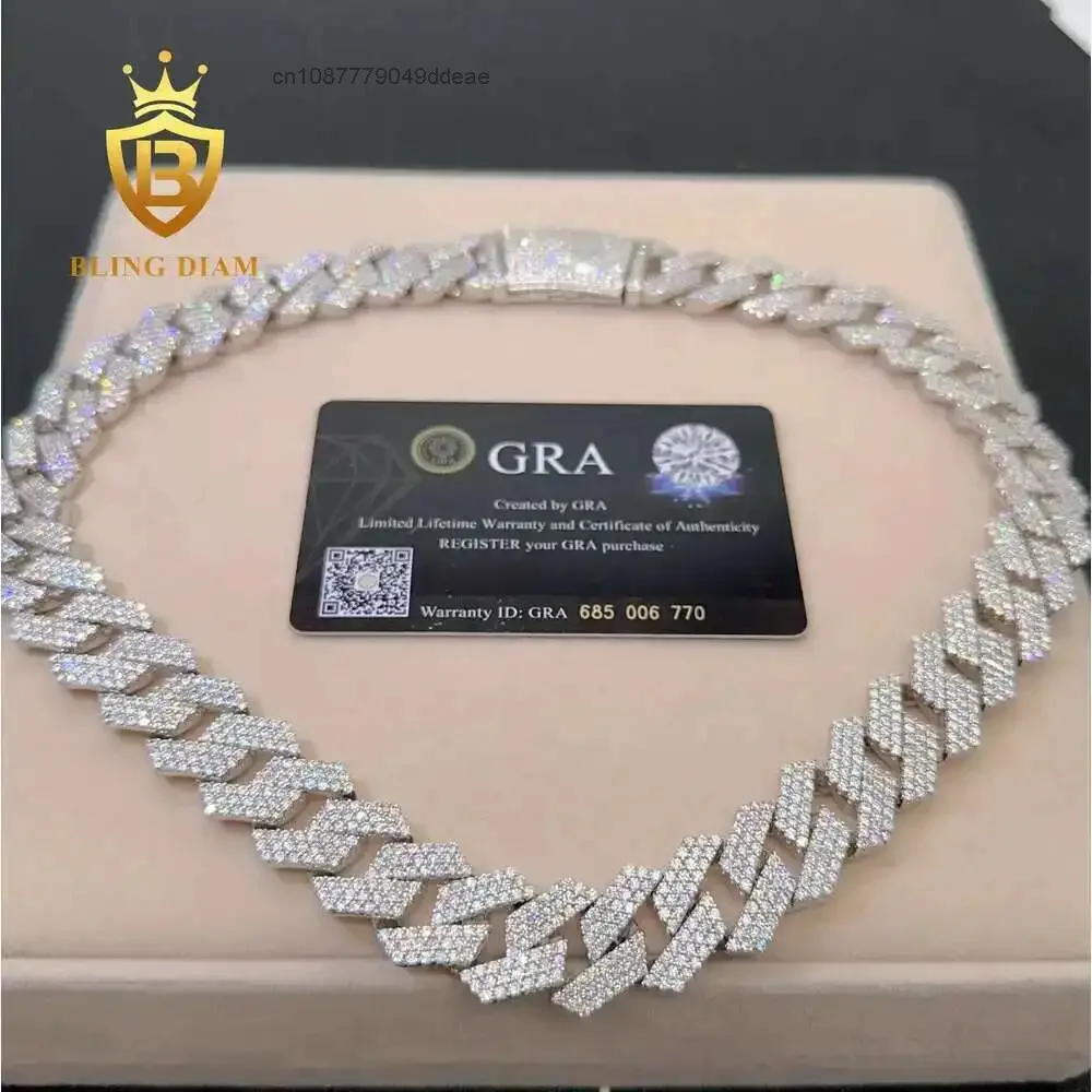

Кубинское ожерелье Iced Out, 3 ряда, 18 мм, ювелирные изделия в стиле хип-хоп, Vvs, муассанит, стерлинговое серебро 925 пробы, кубинская цепочка