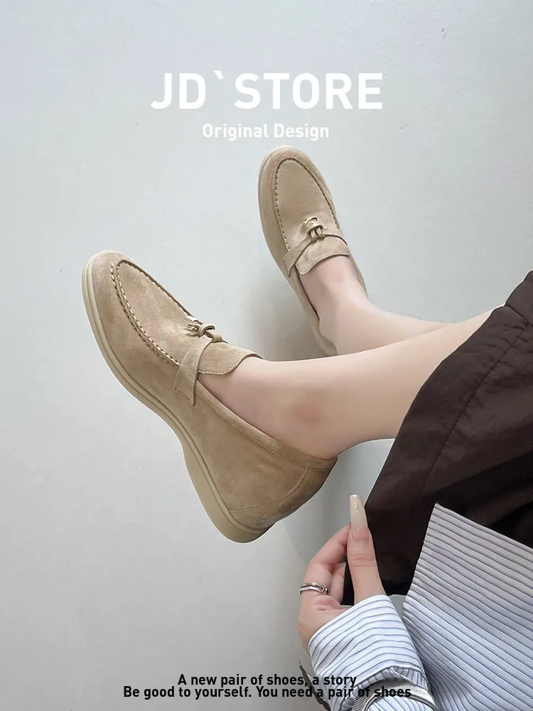 Women's Soft Bottom Slip-On Loafers 65cm Heightening Bean Bean Shoes Casual Style round Toe Spring Summer Fashion Footwear