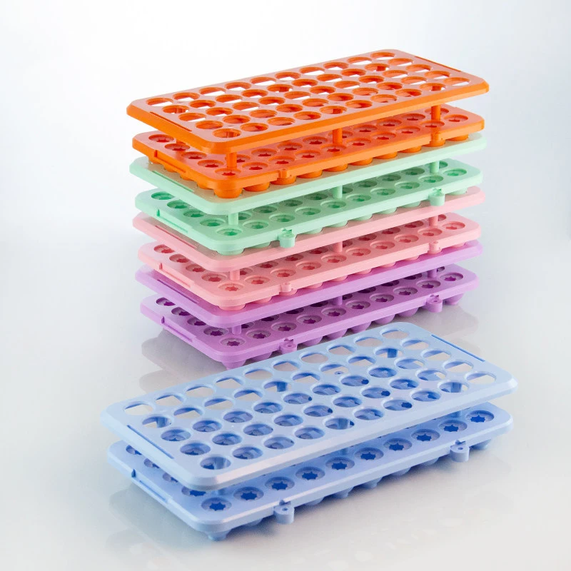 labortory Plastic Test Tube Holder Rack for 5ml/10ml/15ml Tubes, Detachable,Holes 50(Blue Single) ，1piece
