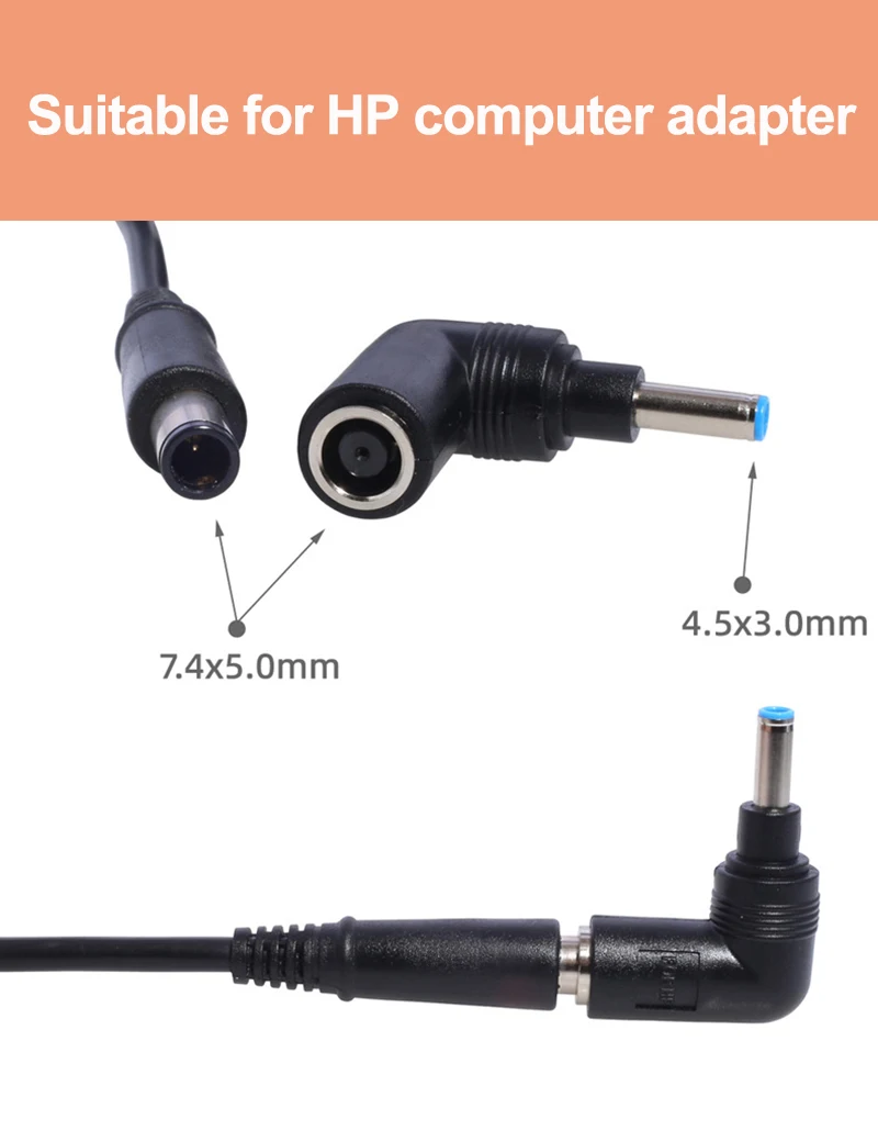 DC-Stromadapter-Stecker für HP Dell DC-Buchse 7,4*5,0mm weiblich auf 4,5*3,0mm männlich mit Pin-Konverter für Laptop Notebook – Detail 2