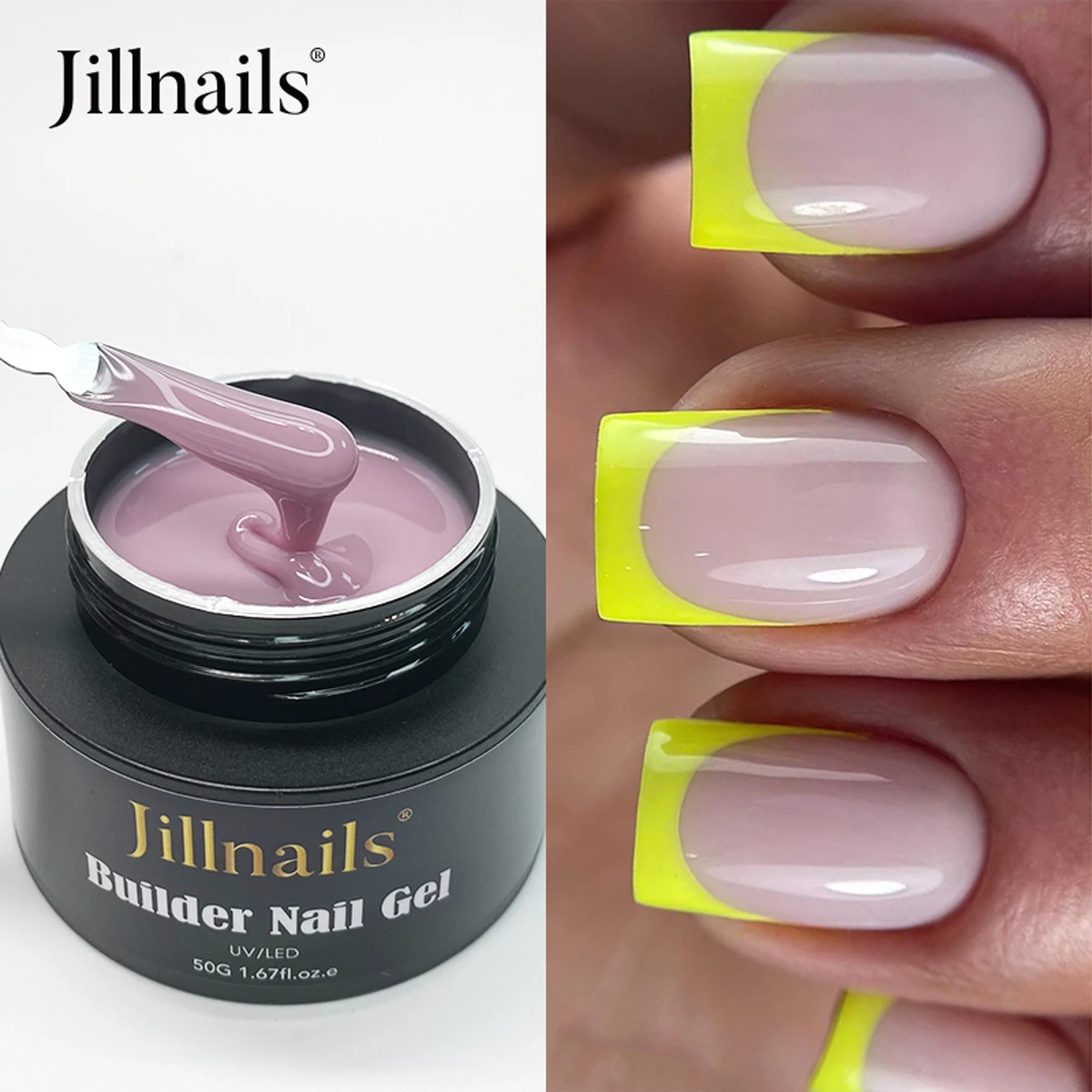 Jillnails Gel Nail Builder 50g Nude Milky White Pink Selbstnivellierendes mittelstarkes Gel für die Nagelverlängerung