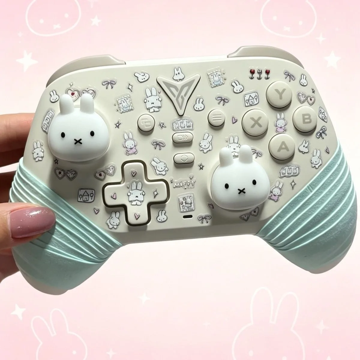 Cartoon Miffy Rabbit Cat Paw Thumb Grip Caps Game Joystick Protector for PS5 NS Pro Xbox Betop Controller Handle Button Cover view 4