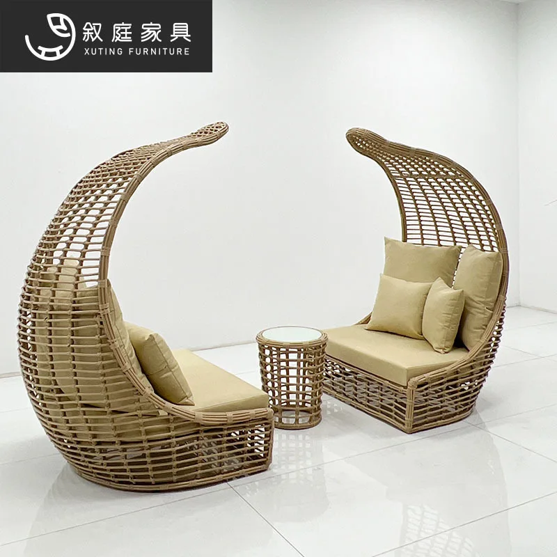 Outdoor Sofa, Rattan Reclining Bed, Combination Courtyard, Outdoor Garden, Pool, Nordic Hotel, Balcony, Open-Air Bird's Nest Lou