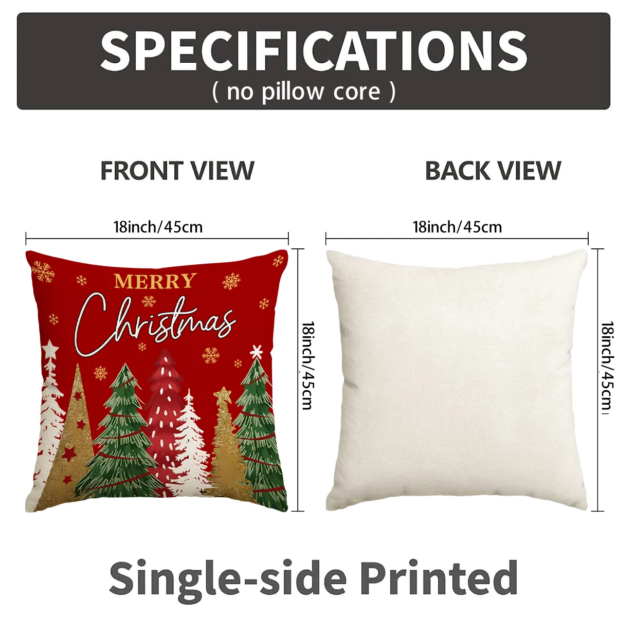 1/4pcs red Christmas pillowcase, snowflake Christmas ball Christmas tree cushion cover, Santa Claus snowman pattern pillow cover