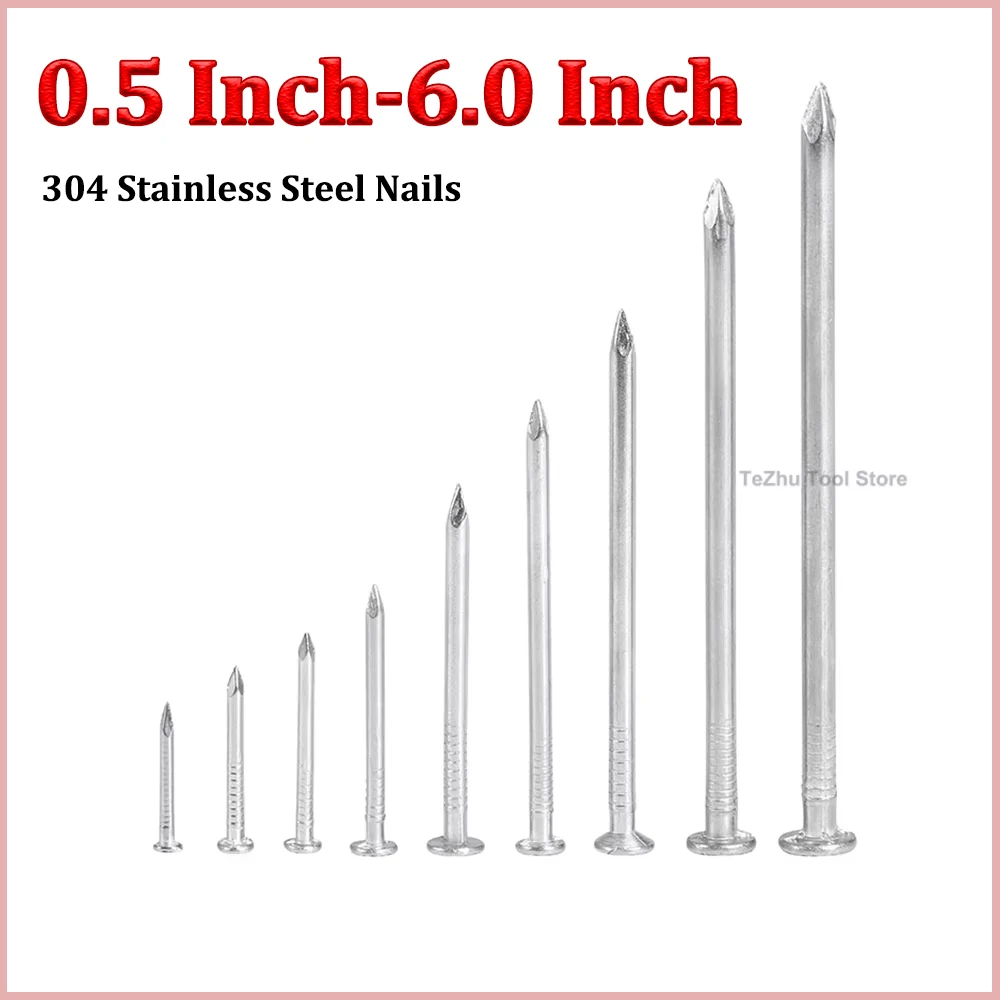 

304 Stainless Steel Nails For Woodworking Round Nails Cement Wall Nails Lengthened Small Nails Concrete Nails 0.5 Inch-6.0 Inch