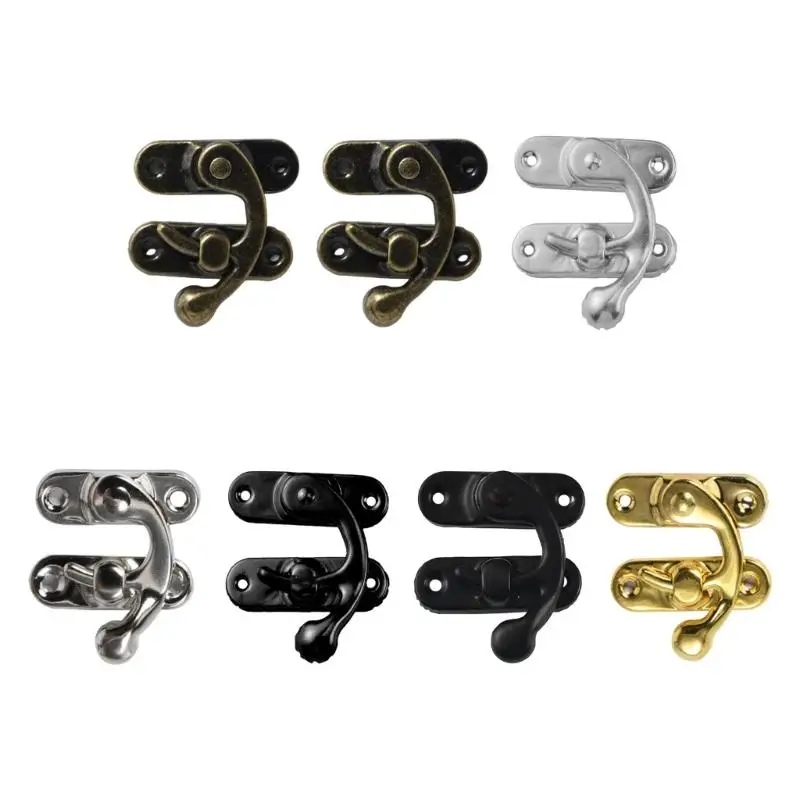 10Pack Antique Bronze Iron Decorative Hasps Latches Lock Hook Gift Jewelry Box Padlocks For Furniture Hardware D2RD