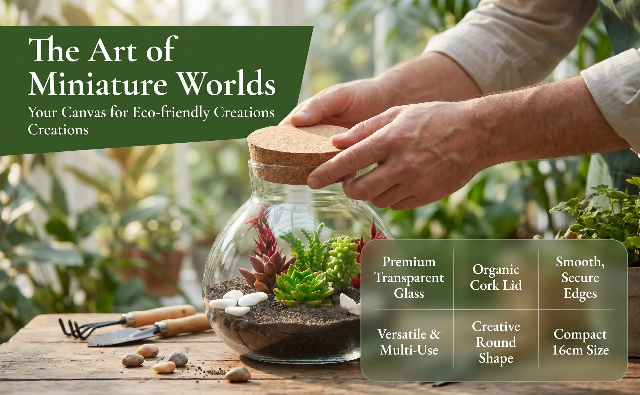 Glass Terrarium Ecological Bottle 15cmx16cm Round Cork Lid DIY Micro Landscape Bottle Decorative Home Plant Container