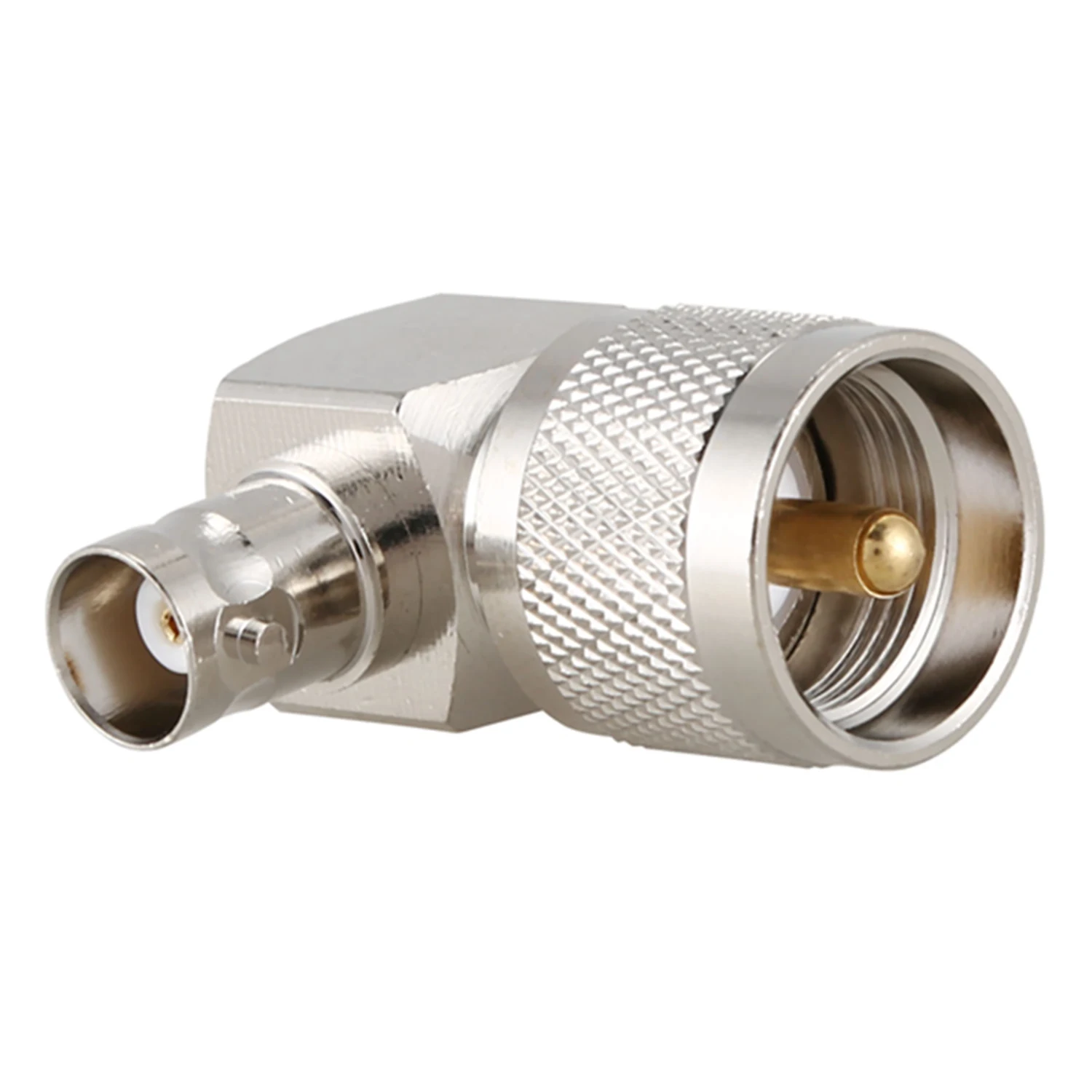 Uhf Pl259 PL-259 Man Naar Bnc Vrouwelijke Haakse Rf Adapter Connector, Zilver