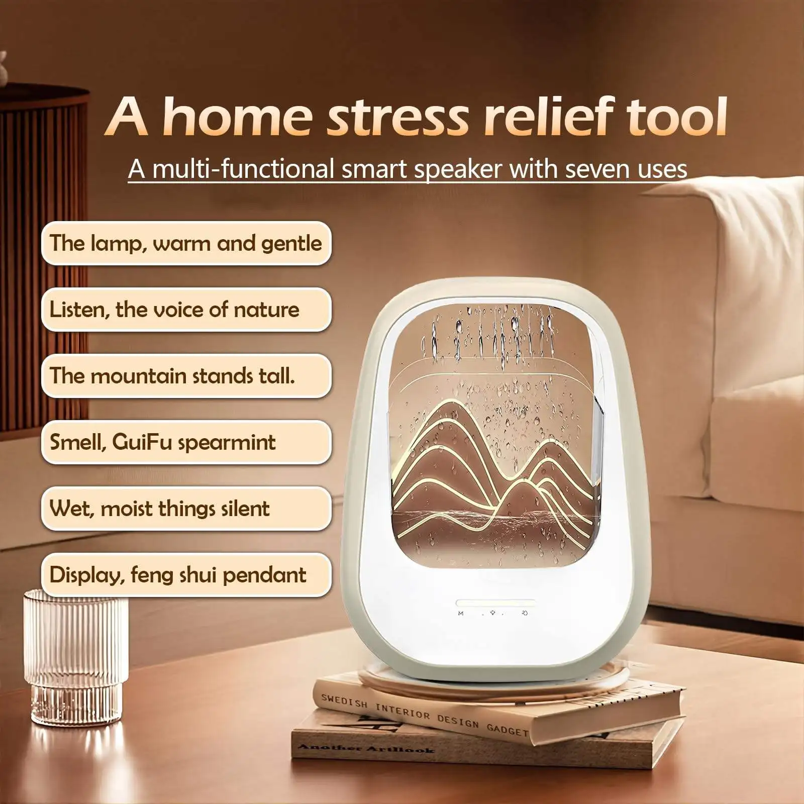 App Controlled Wireless Bluetooth Speaker with Humidifier, 5-in-1 Night Light Sleep Sound Machine, Essential Oil Diffuser
