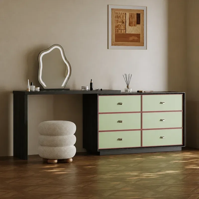 Modern Simple Telescopic Dresser Solid Wood Chest of Drawers for Master Bedroom Small Apartment Household Storage Cabinet