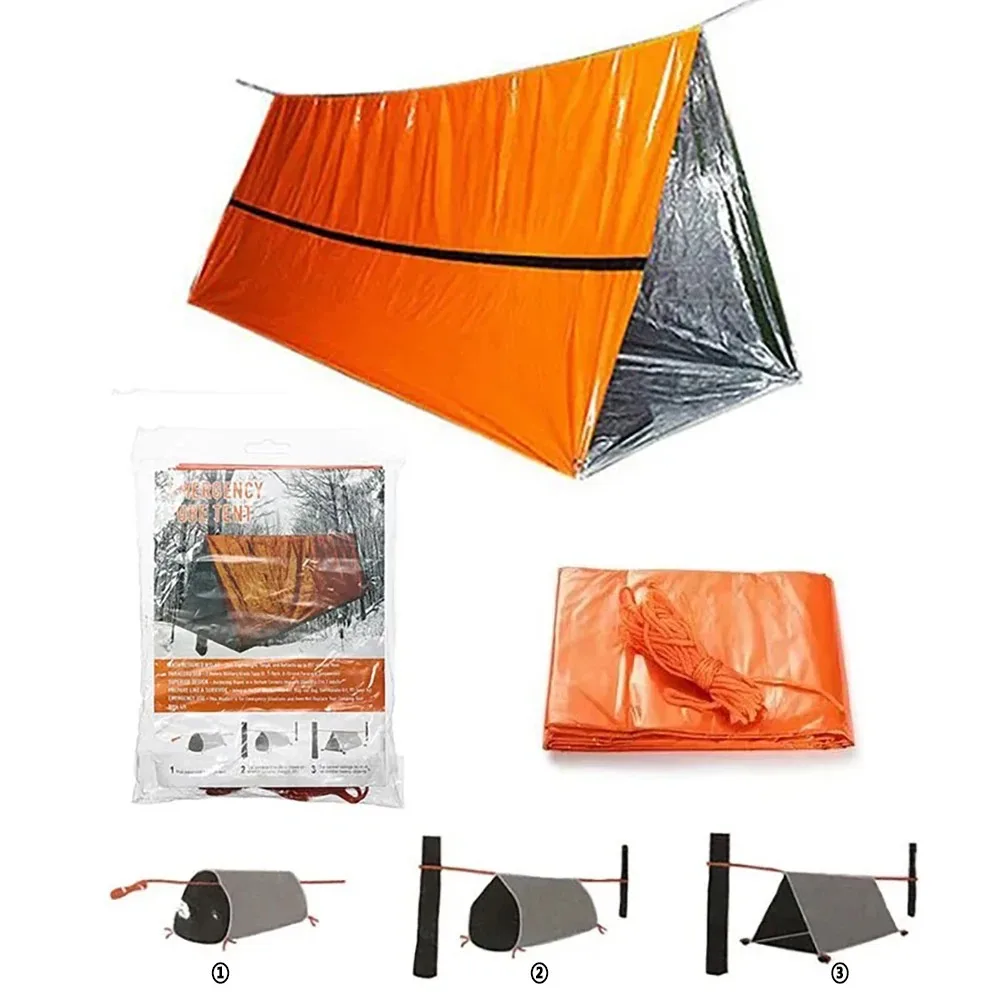 Outdoor SOS Thermal Blanket Reusable Waterproof Emergency Tent Shelter Survival Tent Kit Mylar Tube Tent Sleeping Bag Cold Tents