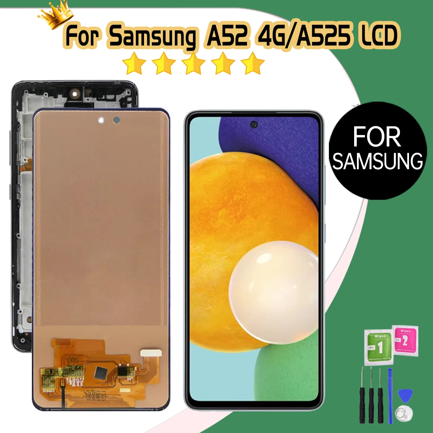 A52 4G AMOLED Display For Samsung A525F A525F/DS A525M A525M/DS LCD Assembly Replacement Display Touch Screen Digitizer