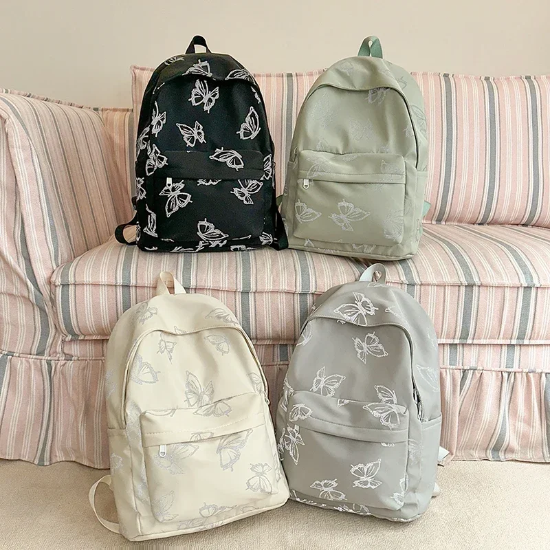 

Сплошной цвет, нейлоновые рюкзаки-бабочки на молнии, 2026, милые сумки большой вместимости для женщин, школьные ранцы для школьного сезона