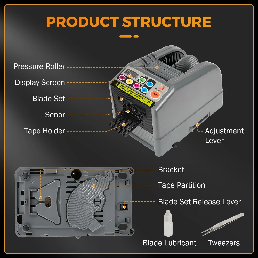 Automatic Tape Dispenser Adhesive Electric Tape Cutter Packaging Machine Tape Cutting Machine for 6-60mm Tape Width