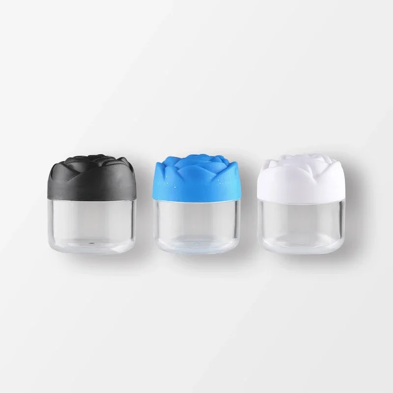 12pçs 20g recipientes de creme cosmético com tampa em forma de rosa, garrafas pequenas recarregáveis, caixas vazias de creme de sombra para os olhos, frasco de plástico