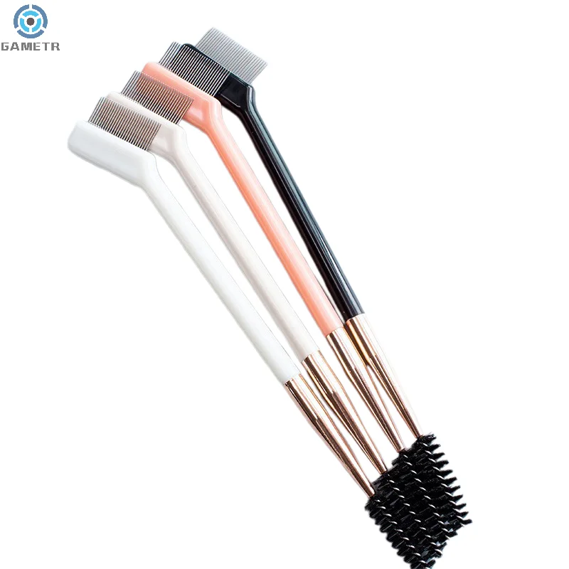 Brosse à sourcils à Double tête, aiguille en acier, peigne à cils, contour des yeux, Eyeliner, pinceaux de maquillage, pinceaux cosmétiques pour les yeux, 1 pièce