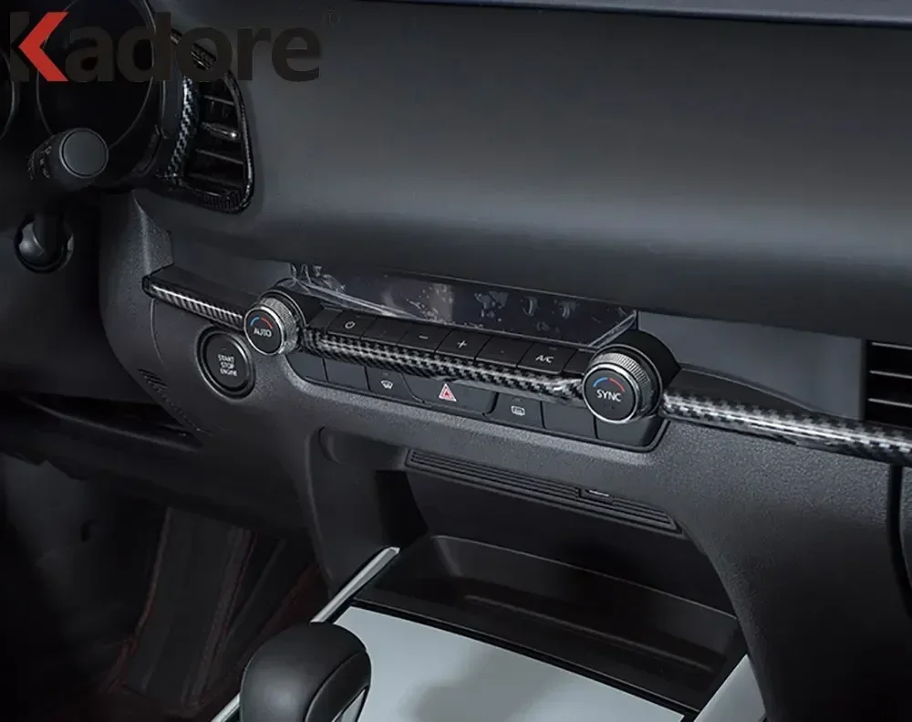 لمازدا CX30 CX-30 2020-2024 ألياف الكربون الداخلية لوحة مركز التحكم قطاع غطاء الكسوة صب التصميم اكسسوارات السيارات LHD #3