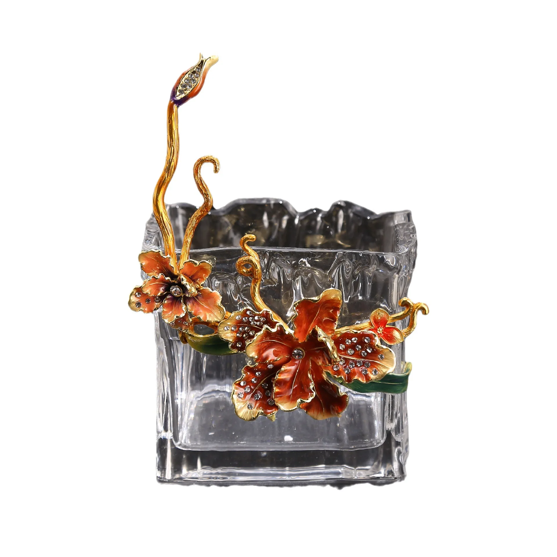 

High-grade light luxury enamel colored glass vase factory wholesale large-diameter hydroponic pose props simple flower