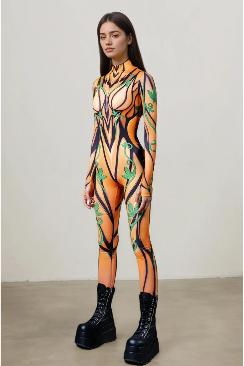 IOOTIANY Damen Schmetterling-Schlangen-Bodysuit Catsuit Tribal Halloween Party Rave Jumpsuit Festival Cosplay Performance Zentai – Detail 25