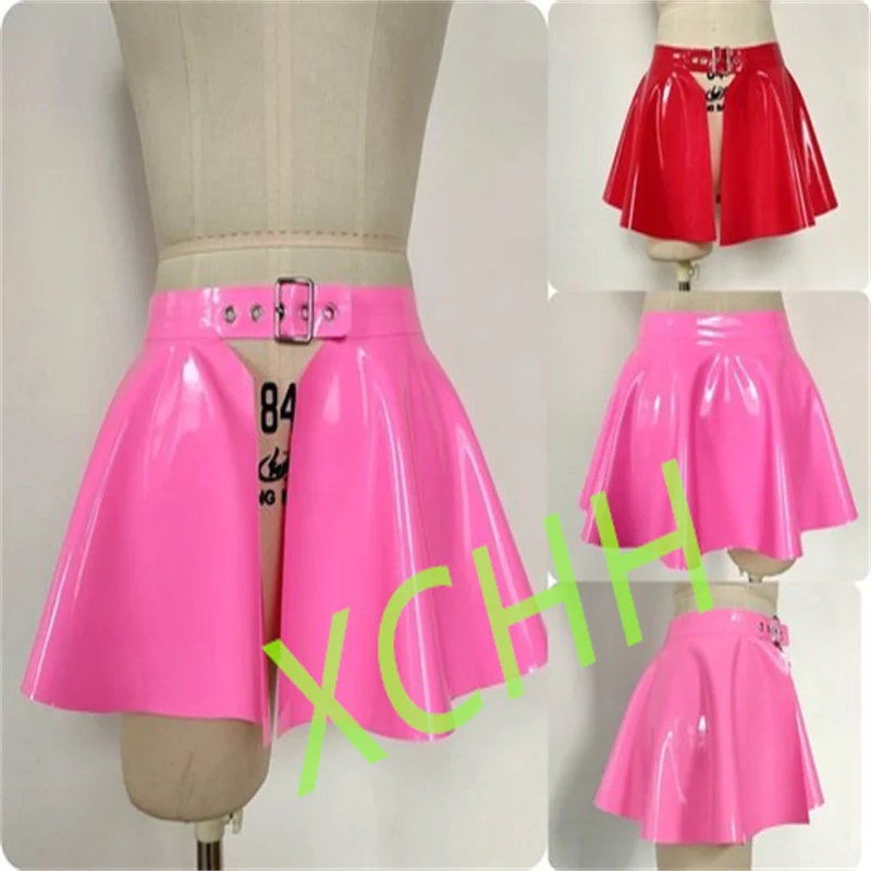 

Ladies Latex Rubber Skirt Mini Skirt Fetish in front Open Cosplay Gummi Skirt Cosplay Costumes