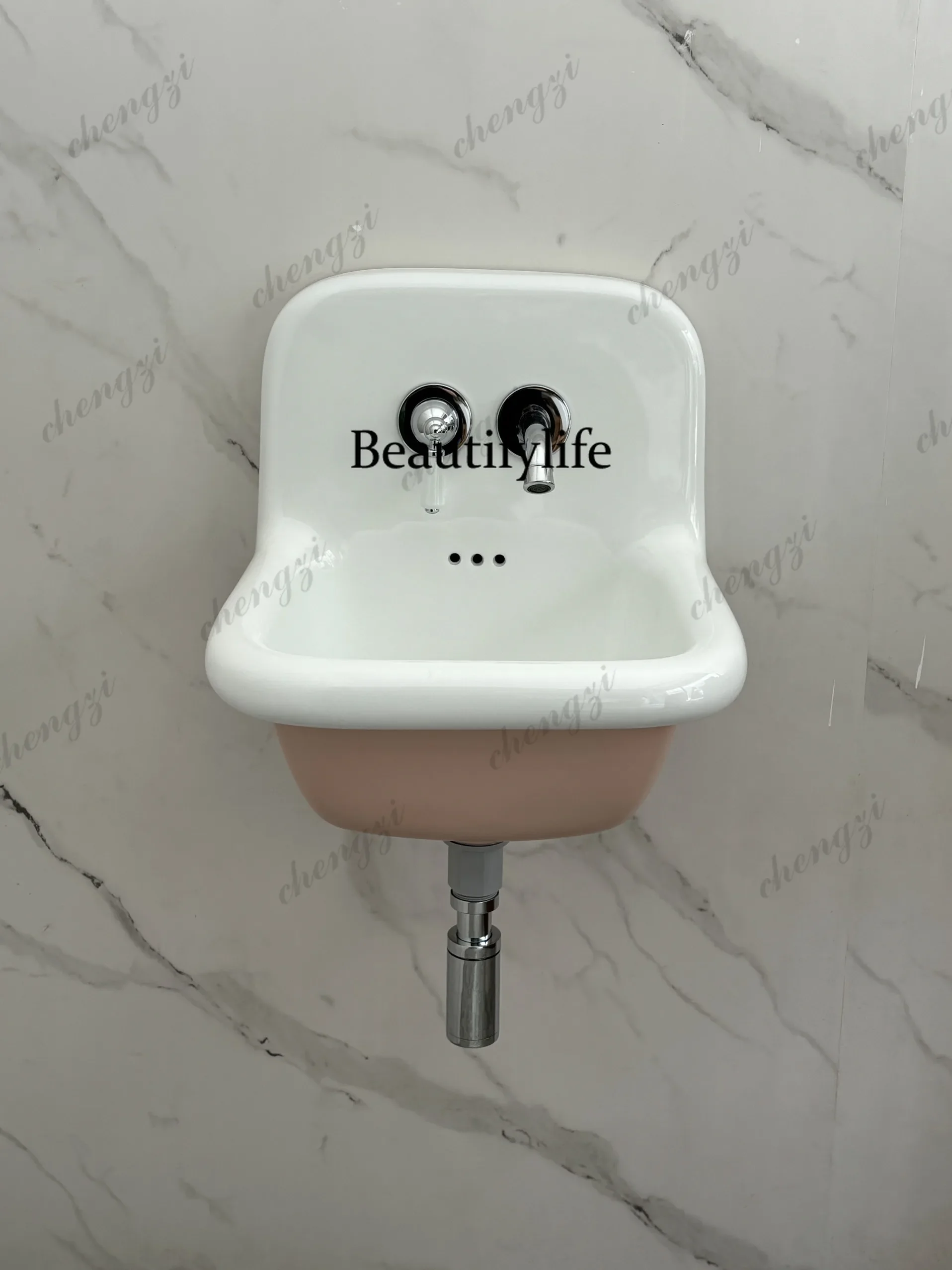 Wall-mounted retro wash basin, bathroom ultra-deep mouthwash basin, high-value hanging basin p189