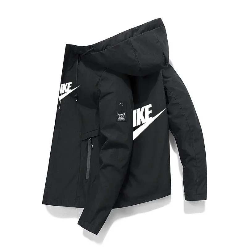 2026 Men Oversized Zipper Hooded Jacket, Versatile Long Sleeve Outerwear for Spring Summer Autumn Cycling Outdoor Sports