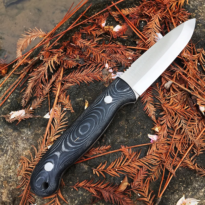 [Brother Knife] F005 Fixed Blade D2 Steel Straight Knife Bush craft Knife Full tang Hunting Camping High Hardness Micarta Grips