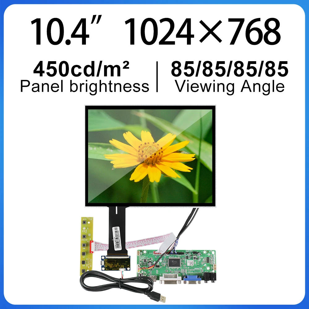 

BOE 10.4 Inch LCD moubles with VGA board GV104X0M-N10 1024x768 IPS Brightness 450 Industrial Medical PC LCM