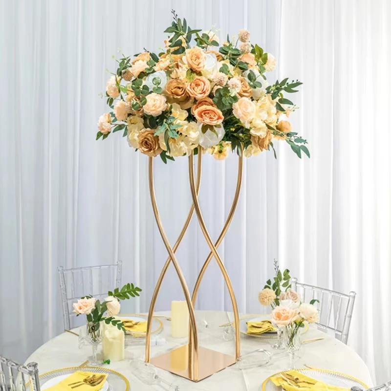 حامل زهور زفاف ذهبي أنيق مقاس 35 بوصة، حامل قطعة مركزية عتيقة لحفلات الزفاف، هدية الانتقال لمنزل جديد، ديكور منزلي #4