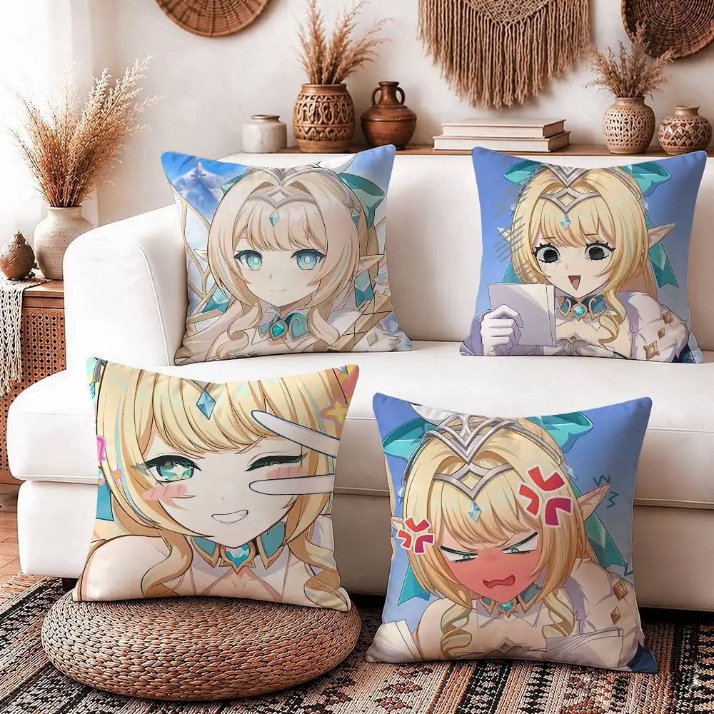 Fanart V-Vesna Spring Sprite Genshin Square Sofa Pillow Cover Solid Color Living Room Home Decor Cushion Case