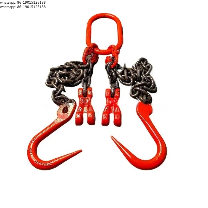 Adjustable Length Combination Rigging Double Leg Lifting Chain Hook, Pointed Steel Pipe Hook
