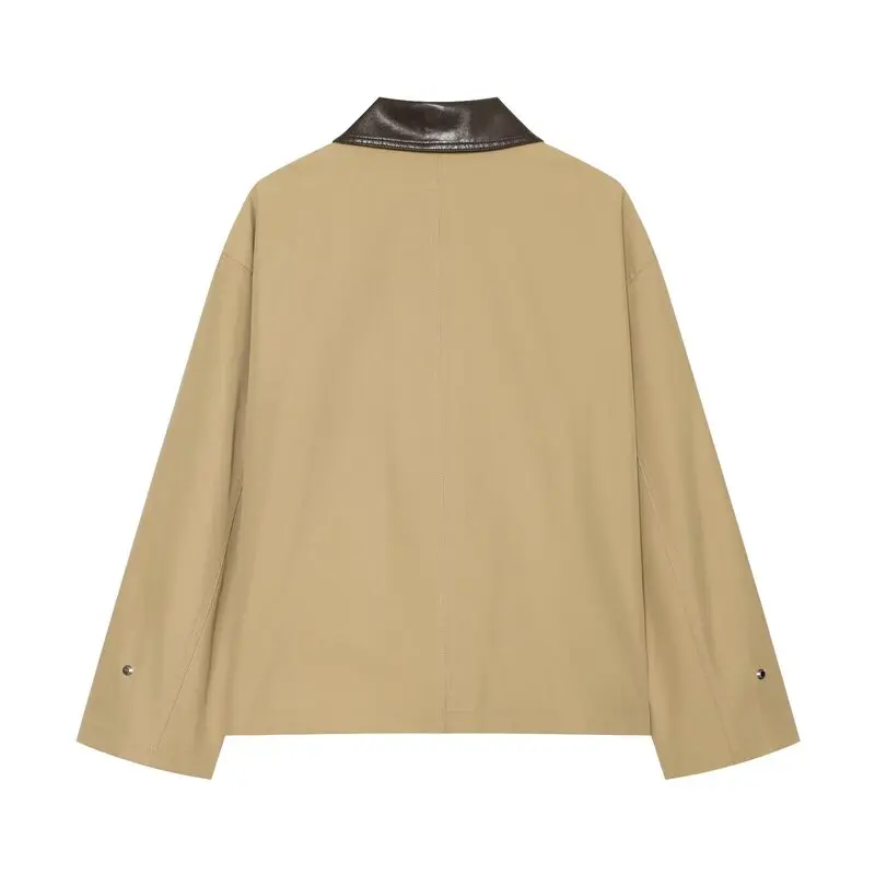 Fall 2026 Women's Casual Style Short Coat Lapel Slimming Outerwear Comfortable Loose Fit Long Sleeve Button Closure