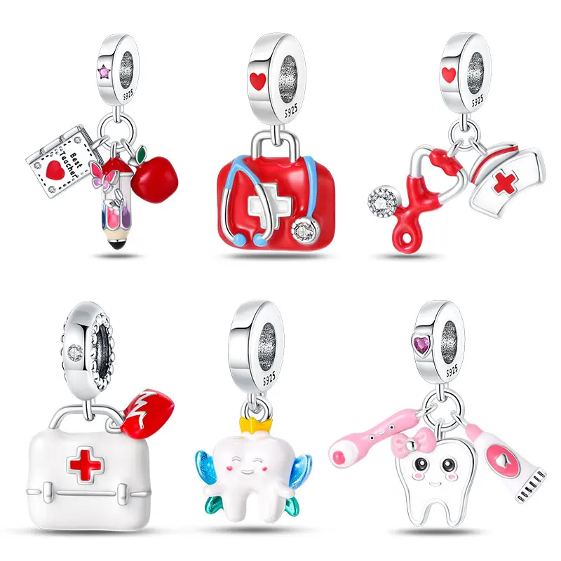 

New Professional Series Medical Teacher Charms Fit Pandora Original Bracelets 100% 925 Silver Jewelry Making For Women Gift