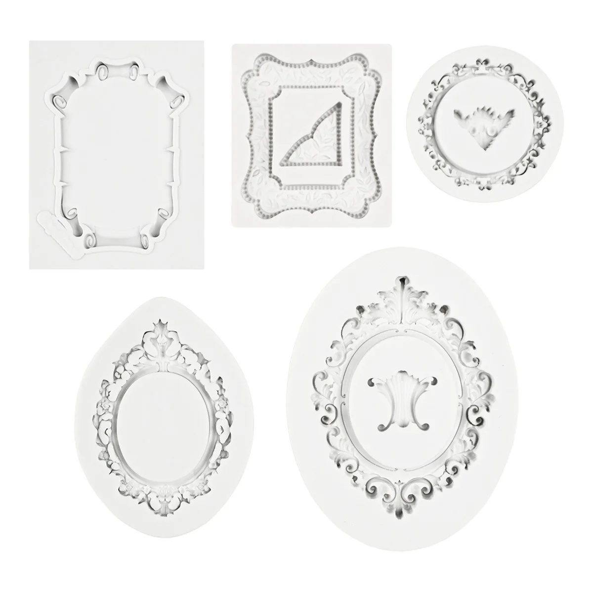 Fondant Relief Shape Silicone Mold DIY Retro European Photo Frame Mirror Frame Chocolate Mousse Cake Decorative Mold 15-606