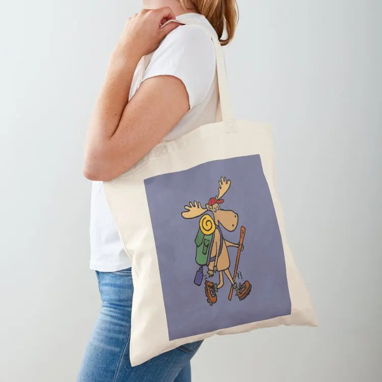 

Funny Cool Moose Hiker Tote Bag shopper bags bags for women woman shopping bag Handbags women